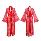 Women's Sheer Lace Robe Sexy See Through Nightgown with Jacquard Lace
