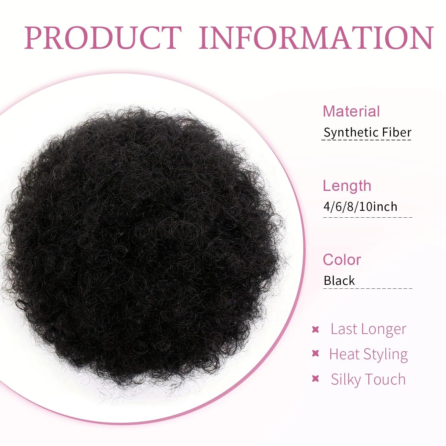 1Pc Afro Puff Drawstring Ponytail Short Kinky Curly Afro Ponytail Synthetic Hair Puffs Afro Bun Ponytail for Black Women
