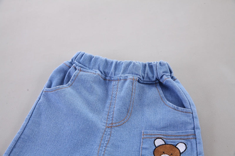 Summer Kids Baby Boys Cartoon Bear Suits Short Sleeve T-Shirt Shorts Casual Clothes Outfit Girls Clothing 2PCS/Set