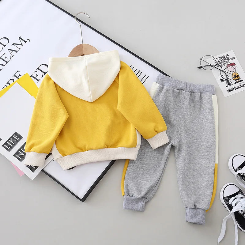 Baby Boys Girls Velvet Hooded Clothing Set Kids Jacket Coat Pants Suit for Sports Suits Tracksuits Toddler Children Clothes Set