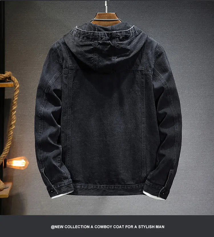 Veste Jean Homme À Capuche – Casual Manches Longues Printemps Été 2025
