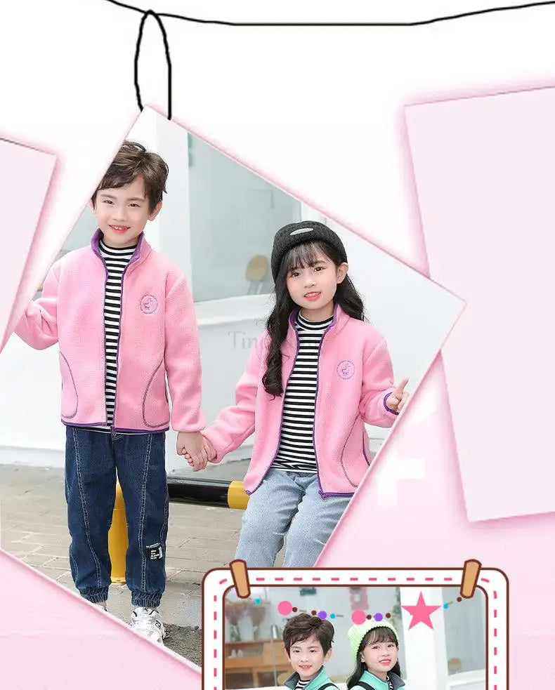 Manteau Polaire Enfant À Capuche – Double Polaire Chaud Zipé 2-14 Ans
