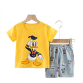 Summer Donald Duck Cartoon 2-Piece Boys Tracksuit Casual Kids Clothing Set T-shirt And Shorts Children 1-4 Years