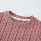 Baby Girl Clothes Set 3-8Y Knitted Long Sleeve Tops + Pants Kids Ribbed Jumpsuit Autumn Winter Warm Outfit Children Clothing