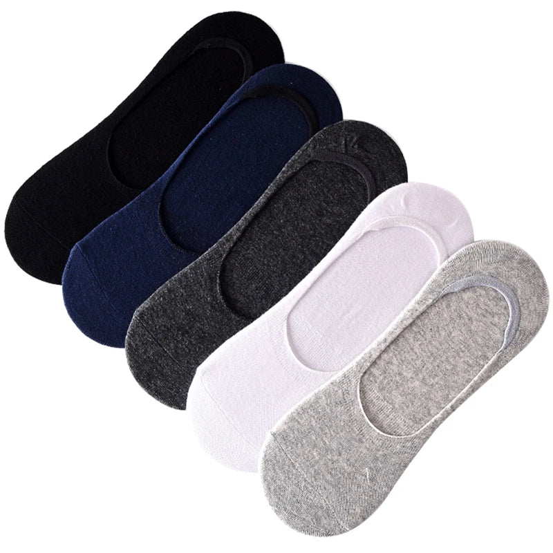 3 Pairs/Lot Plus Size EU47,48 Mens Low Cut Cotton Invisible Socks Silicone Non-slip Summer Autumn Comfort Black White Boat Socks