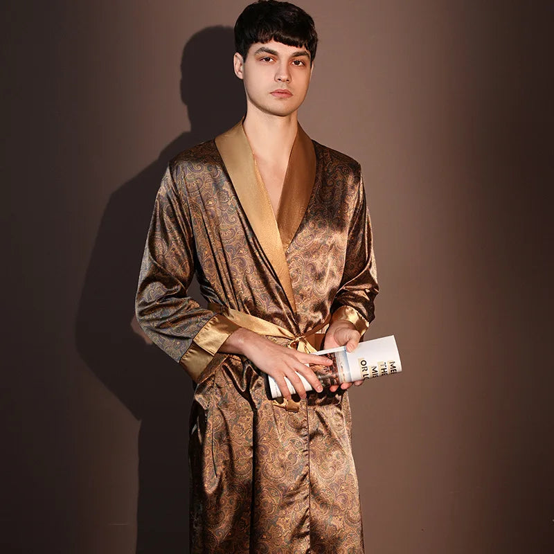 Peignoir Homme Soie de Glace — Imprimé, Léger & Confortable