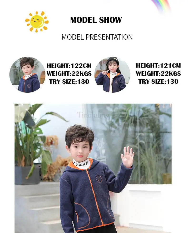 Manteau Polaire Enfant À Capuche – Double Polaire Chaud Zipé 2-14 Ans