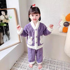 Pyjama fille en flanelle – Motif lapin et manches longues