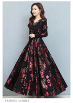 Spring Autumn New Women Dress Elegant Temperament Long A-Line Dress