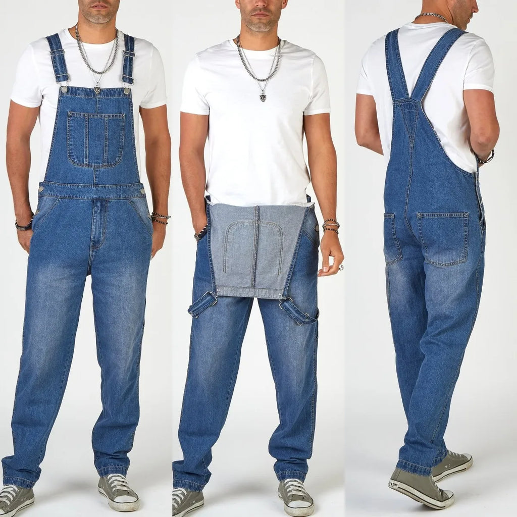 Salopette en jean homme – Coupe droite streetwear bleu clair