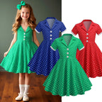 Robe fille rétro à pois – Jupe évasée