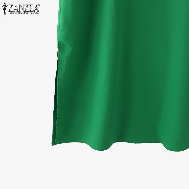 ZANZEA 2025 Fashion Summer Dress Women V Neck Short Sleeve Holiday Sundress Casual Loose Party Work Vestidos Kaftan Robe Femme