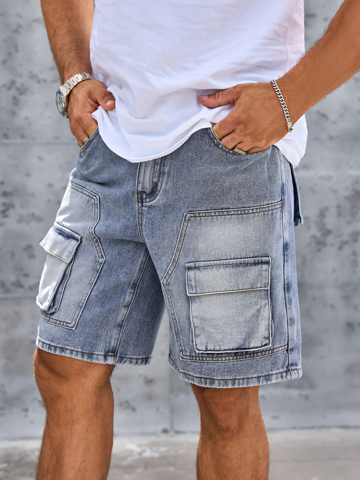 Short en denim homme bleu – Coupe droite streetwear
