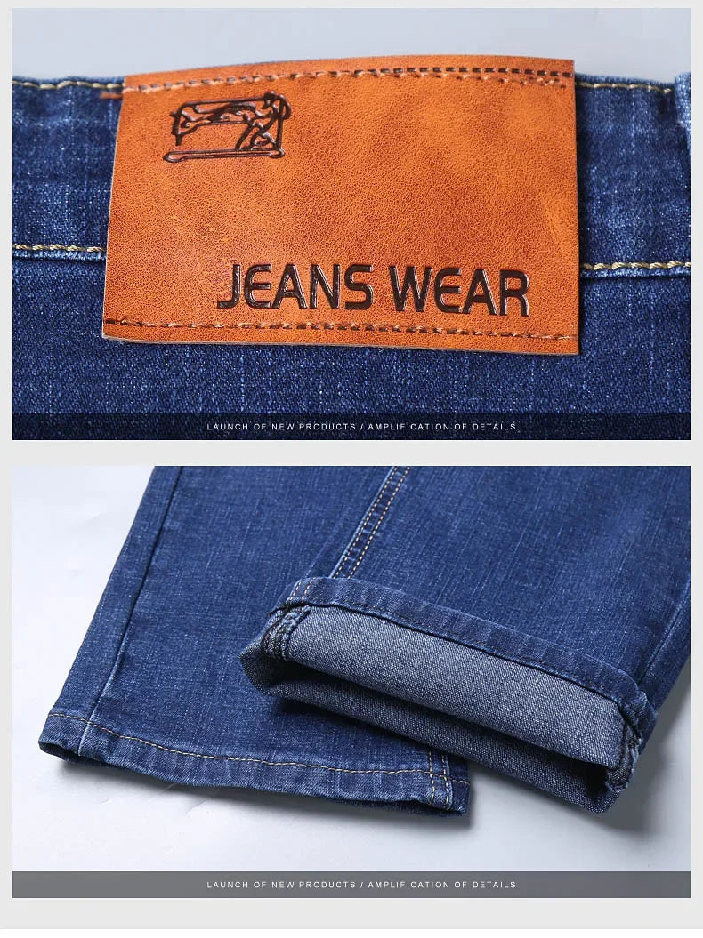 Men's Spring Autumn Vintage Black Business Jeans Men Casual Straight Stretch Classic Work Denim Trousers  Comfortable  Pant
