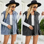 2025 Newest Fashion Denim Vest For Women Sleeveless Casual Loose Long Jeans Jacket Coat Street Hipster Female Clothing S-XXL