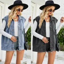 2025 Newest Fashion Denim Vest For Women Sleeveless Casual Loose Long Jeans Jacket Coat Street Hipster Female Clothing S-XXL