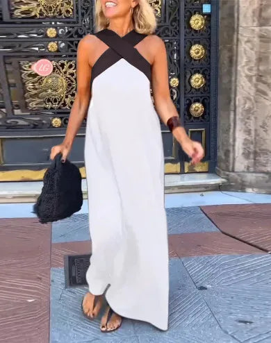 Summer Fashion Dresses For Women Sleeveless Solid Color Square-neck Casual Simple Elegant Suspender Loose Long Dresses 2025 New