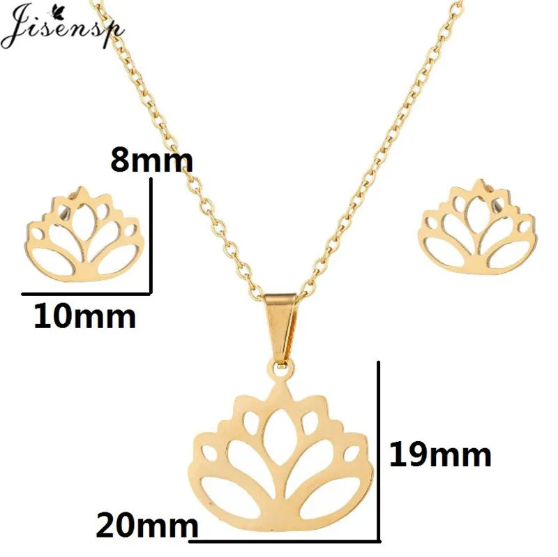 Parure Bijoux Femme Minimaliste – Collier + Boucles d’Oreilles Acier Inoxydable