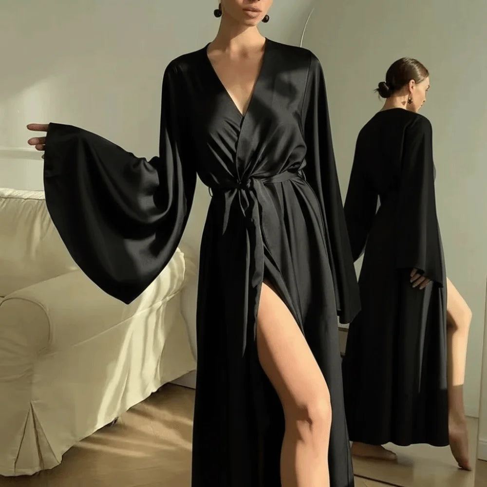 Robe longue femme d’hiver – Ceinture et manches longues