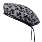 Unisex Fur Leopard Print Beret Men and Women Painters Hats Autumn Winter Warm Berets Flat Caps