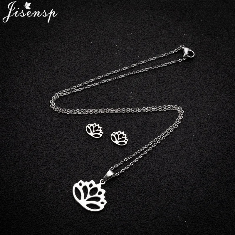 Parure Bijoux Femme Minimaliste – Collier + Boucles d’Oreilles Acier Inoxydable