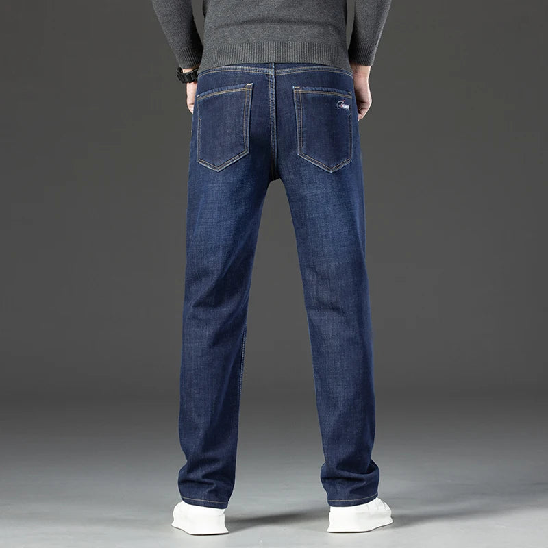 2026 Winter Fleece Thick Warm Men Jeans Slim Skinny Stretch Straight Classic Version of  Denim Plush Pants Male Brand Clothing