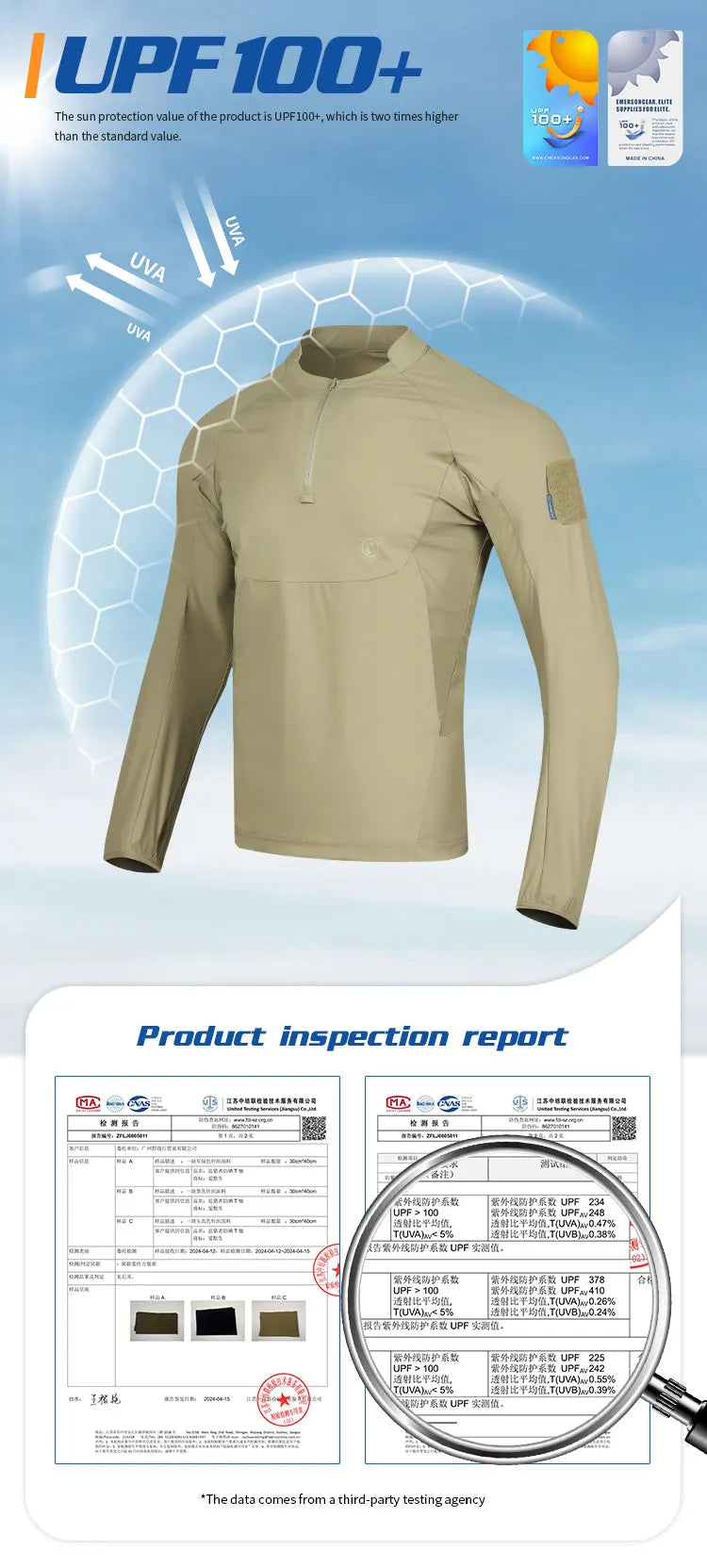 T-Shirt Manches Longues Anti-UV Homme UPF100+ – Sport Randonnée Emersongear