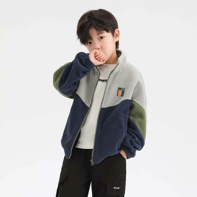 Manteau Polaire Enfant À Capuche – Double Polaire Chaud Zipé 2-14 Ans