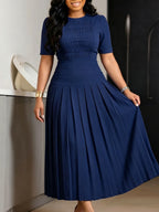 Vestido De Noche Elegante Mujer Sleeveless Round Neck Vest Long Pleated Dress Spring Summer Womens New Solid Color Evening Dress