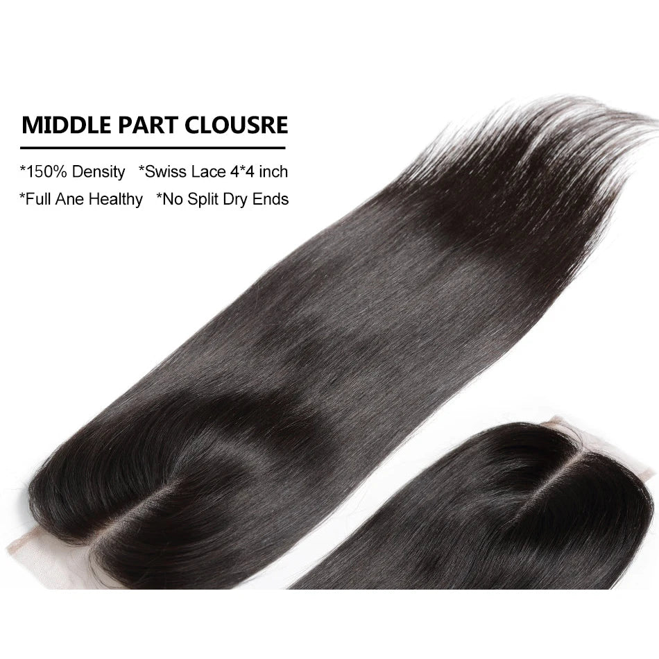 12A Malaysian Straight Bundles With Closure 3 Bundles With Closure Unprocessed Virgin Short Bob Tissage Bouclé Cheveux Humain