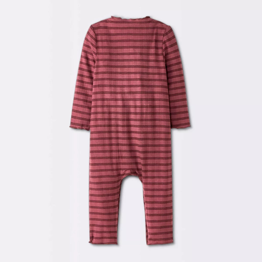 Baby Girls' Jacquard Checkered Romper & Headband - Cloud Island Burgundy