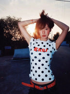 American Vintage Polka Dot Print Ropa Mujer New All-match Slim Exquisite T-shirt Hop Personalized Streetwear Shirts - Astra Wear astrawear.ca