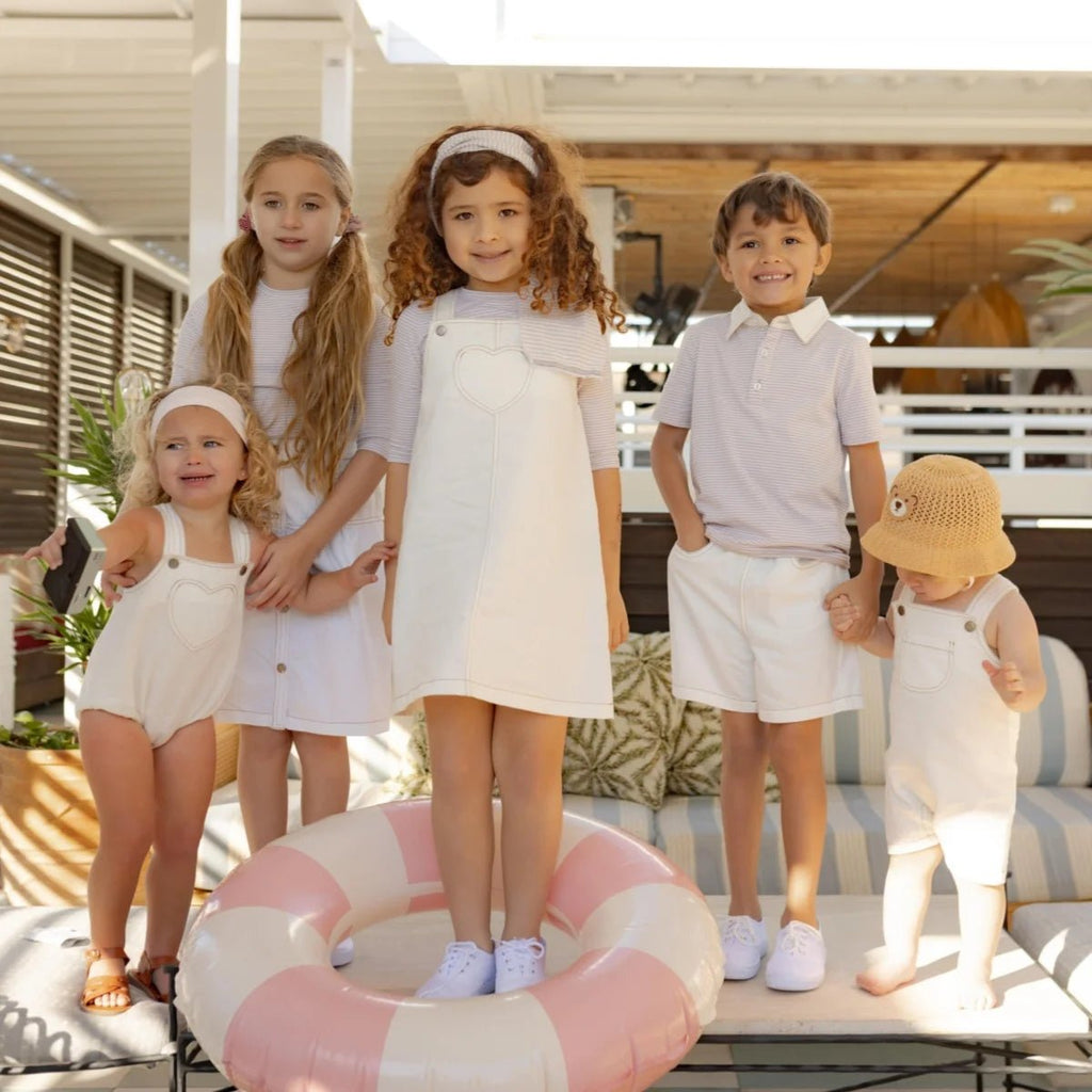 AP SS26 white denim collection children girls boys cotton jeans denim jumper skirts shirts family matching clothes - Astra Wear astrawear.ca