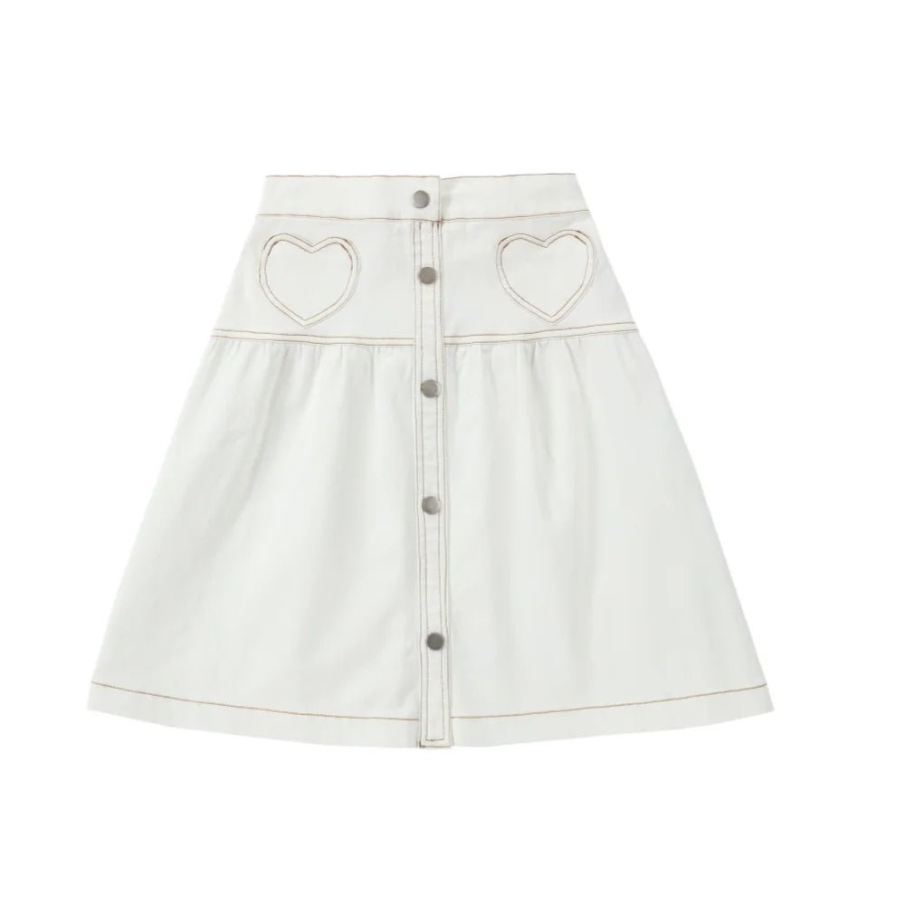 AP SS26 white denim collection children girls boys cotton jeans denim jumper skirts shirts family matching clothes - Astra Wear astrawear.ca