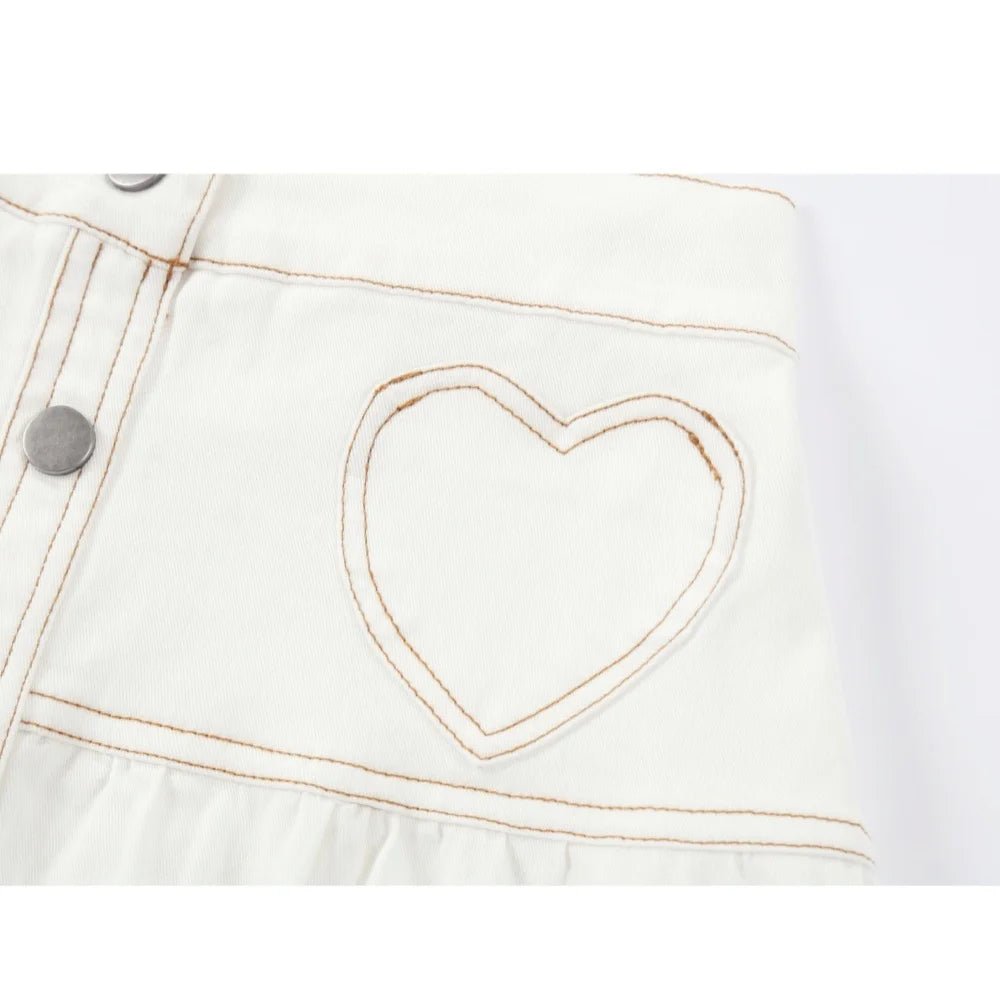 AP SS26 white denim collection children girls boys cotton jeans denim jumper skirts shirts family matching clothes - Astra Wear astrawear.ca
