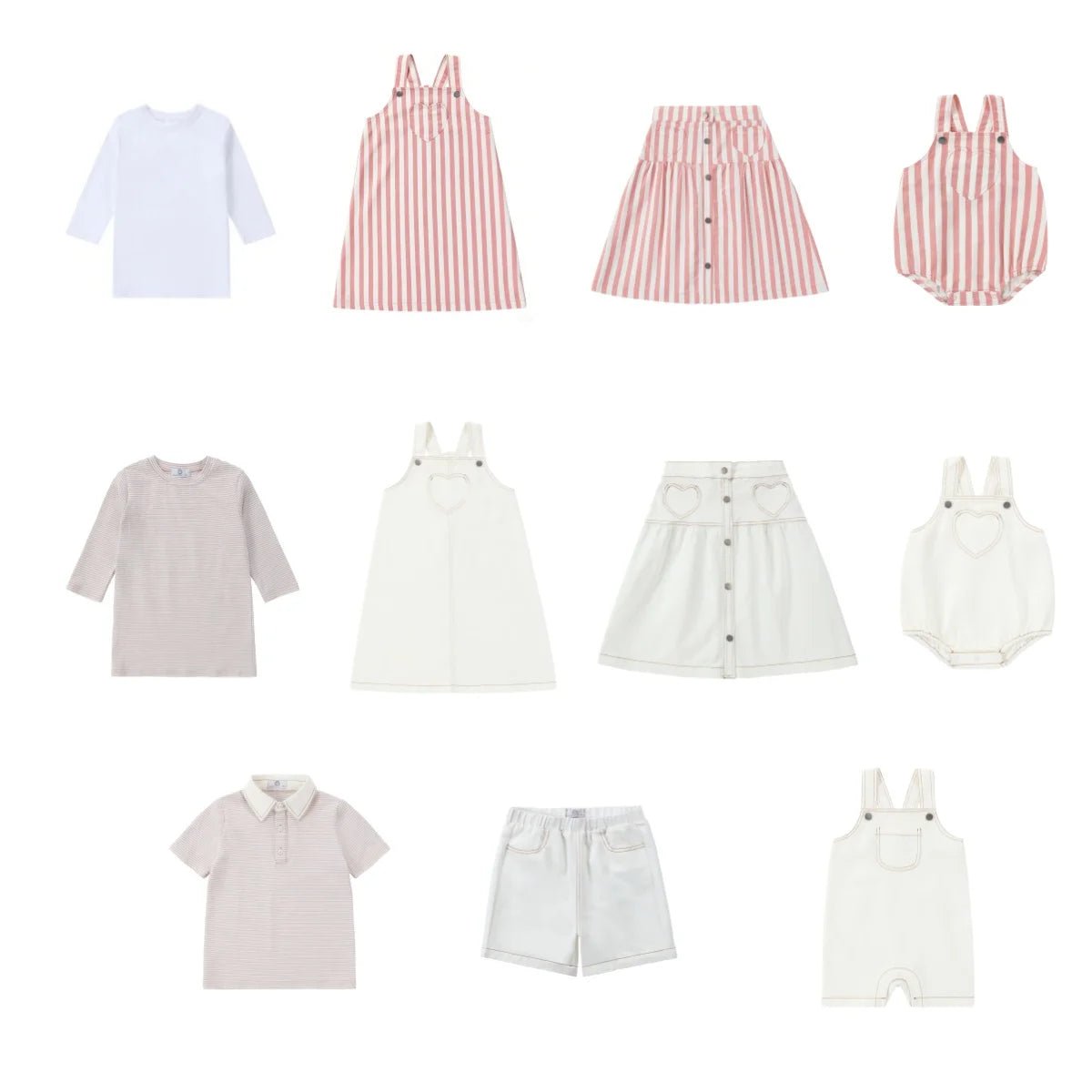 AP SS26 white denim collection children girls boys cotton jeans denim jumper skirts shirts family matching clothes - Astra Wear astrawear.ca