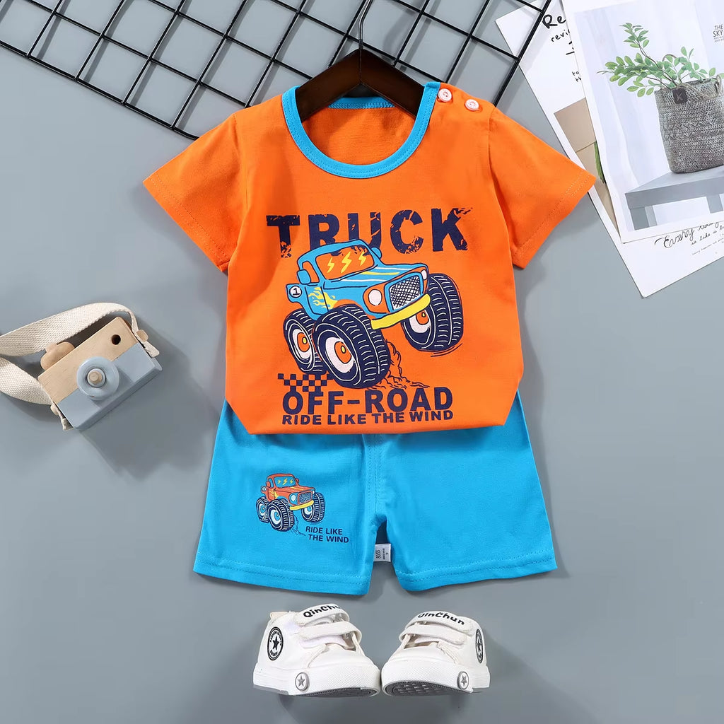 Fashion Kids Clothes Boys Girls Sets Top Shorts 2PCS 100% Cotton Soft Summer Children Baby Cloths T-Shirt Shorts Toddler Suit