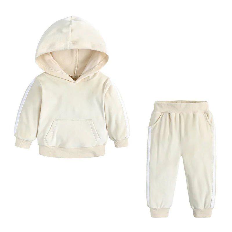 Baby Boys Girls Velvet Hooded Clothing Set Kids Jacket Coat Pants Suit for Sports Suits Tracksuits Toddler Children Clothes Set - Astra Wear astrawear.ca