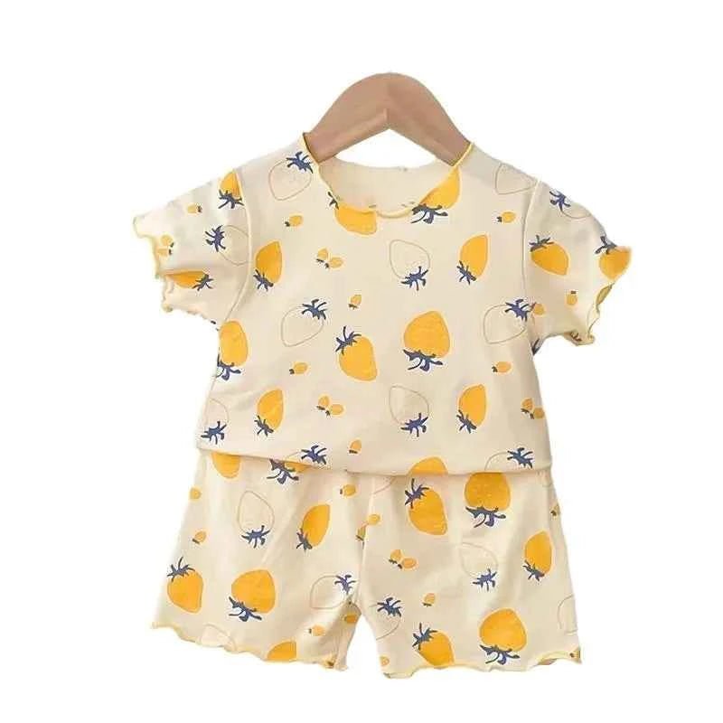 Baby Girl Strawberry Pajamas Set Summer Short Sleeve Thin Two Piece - Astra Wear astrawear.ca