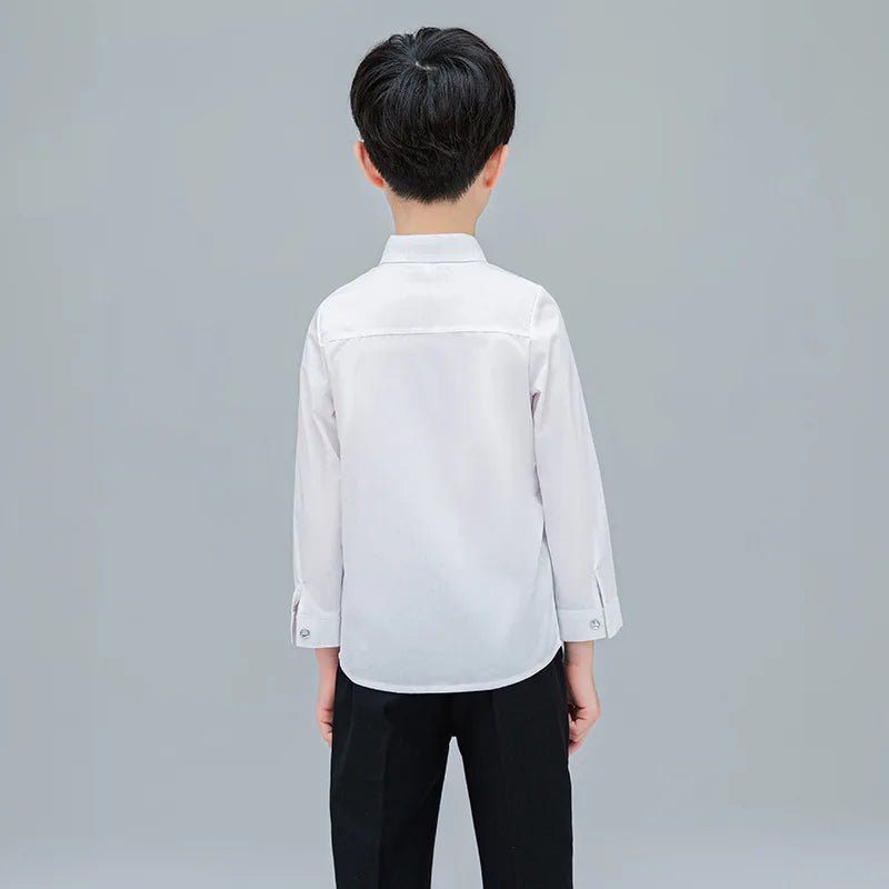 Baby Toddler Teenage Clothes School Uniform Boys Shirts White Long Sleeve Turn-down Collar Kids Shirt For Boys Children Tops - Astra Wear astrawear.ca