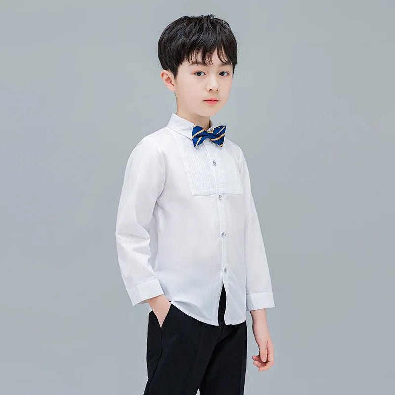 Baby Toddler Teenage Clothes School Uniform Boys Shirts White Long Sleeve Turn-down Collar Kids Shirt For Boys Children Tops - Astra Wear astrawear.ca