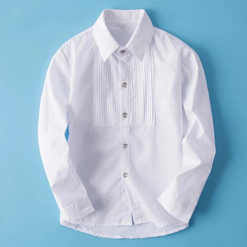 Baby Toddler Teenage Clothes School Uniform Boys Shirts White Long Sleeve Turn-down Collar Kids Shirt For Boys Children Tops - Astra Wear astrawear.ca