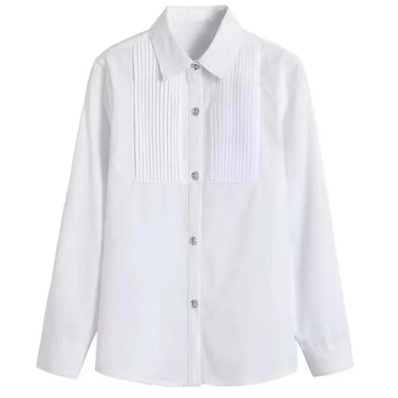 Baby Toddler Teenage Clothes School Uniform Boys Shirts White Long Sleeve Turn-down Collar Kids Shirt For Boys Children Tops - Astra Wear astrawear.ca