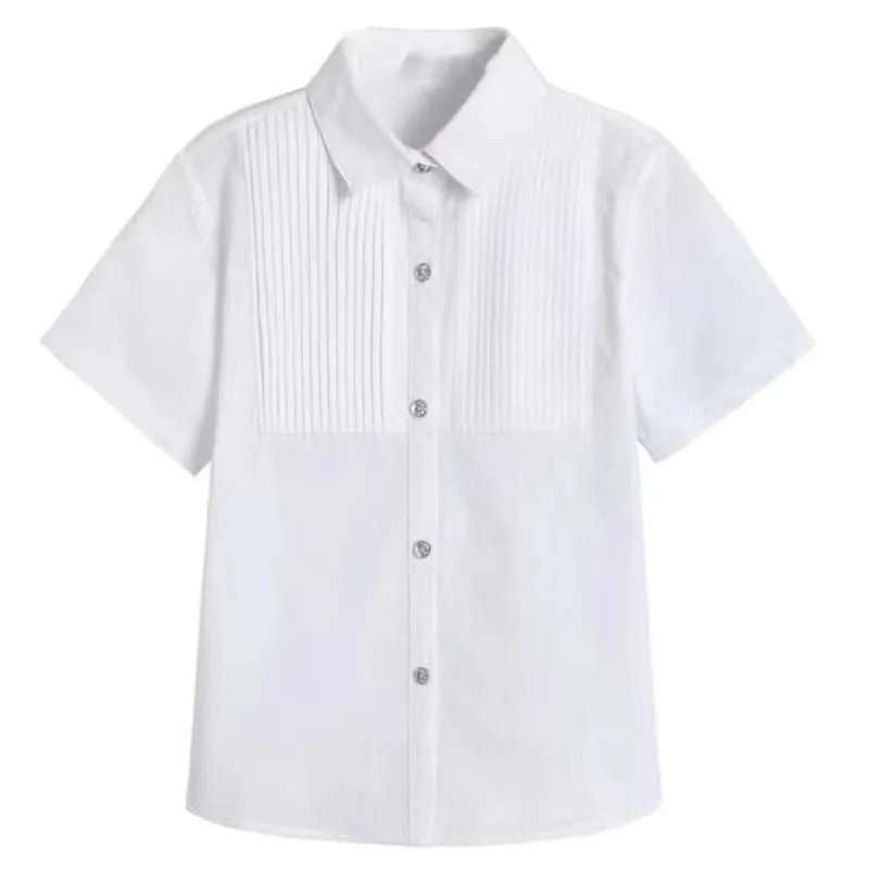 Baby Toddler Teenage Clothes School Uniform Boys Shirts White Long Sleeve Turn-down Collar Kids Shirt For Boys Children Tops - Astra Wear astrawear.ca