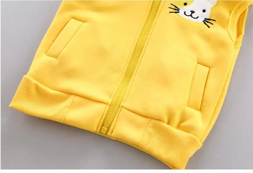 Boys Girls Cartoon Clothing Suits Baby Plus Velvet Jacket+Hooded Vest+ Pants 3Pcs Sets Kids Toddler Winter Sports Clothes 0-4Y - Astra Wear astrawear.ca