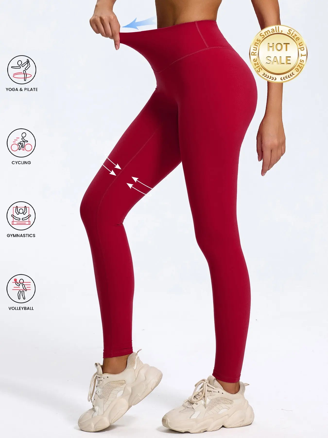 Women'S Solid Color Workout Leggings, Breathable & Comfortable Yoga Pants for Gym & Workout, Sports Stretchy Leggings, Breathable Fitness Leggings