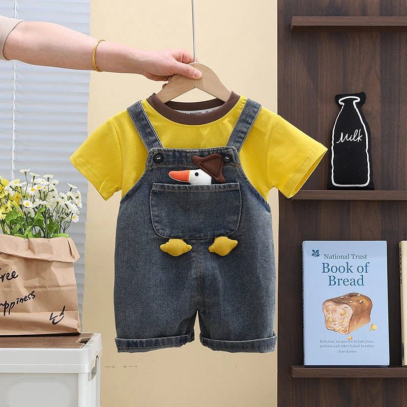 Children Clothing Baby Boys Girls Cartoon Duck T Shirt Denim Overalls 2Pcs/sets Kids Infant Casual Clothes Toddler Fashion Wear - Astra Wear astrawear.ca