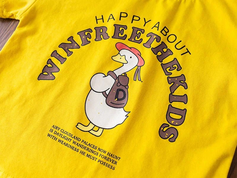 Children Clothing Baby Boys Girls Cartoon Duck T Shirt Denim Overalls 2Pcs/sets Kids Infant Casual Clothes Toddler Fashion Wear - Astra Wear astrawear.ca