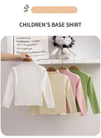 Children Clothing New Girls Base Shirt For Autumn and Winter Children Trendy Black Fungus Edge Solid Color Long Sleeved T-shirt - Astra Wear astrawear.ca
