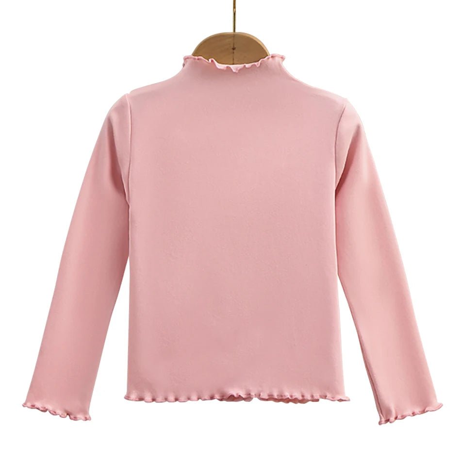 Children Clothing New Girls Base Shirt For Autumn and Winter Children Trendy Black Fungus Edge Solid Color Long Sleeved T-shirt - Astra Wear astrawear.ca